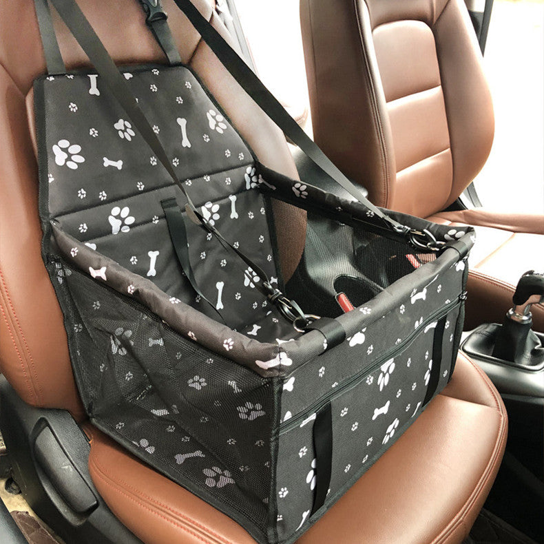 Bone Paw Printed Dog Booster Car Seat Basket With PVC Tube