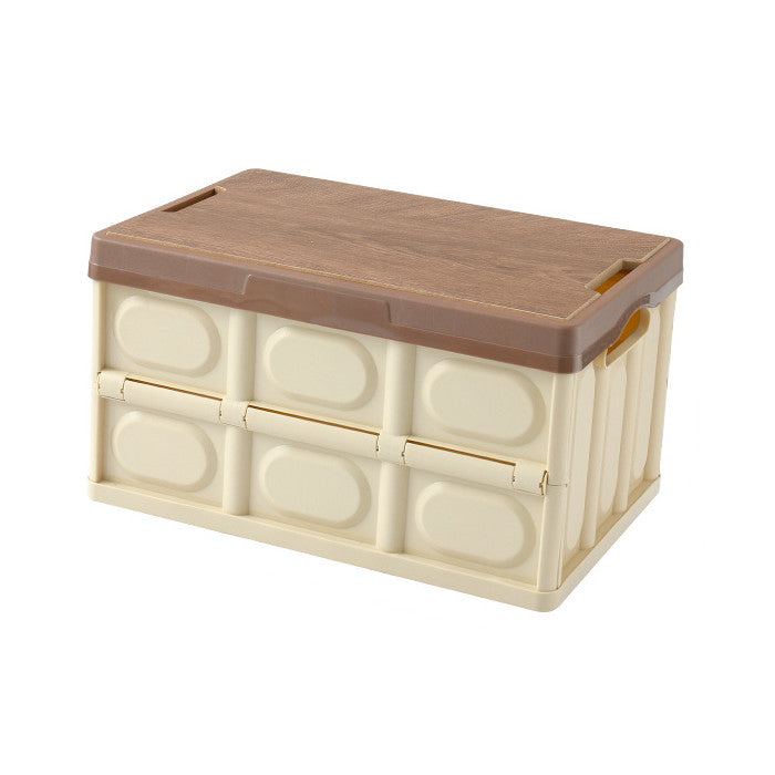 Wooden Cover  Foldable Organizer Case Sundries Storage Boxes