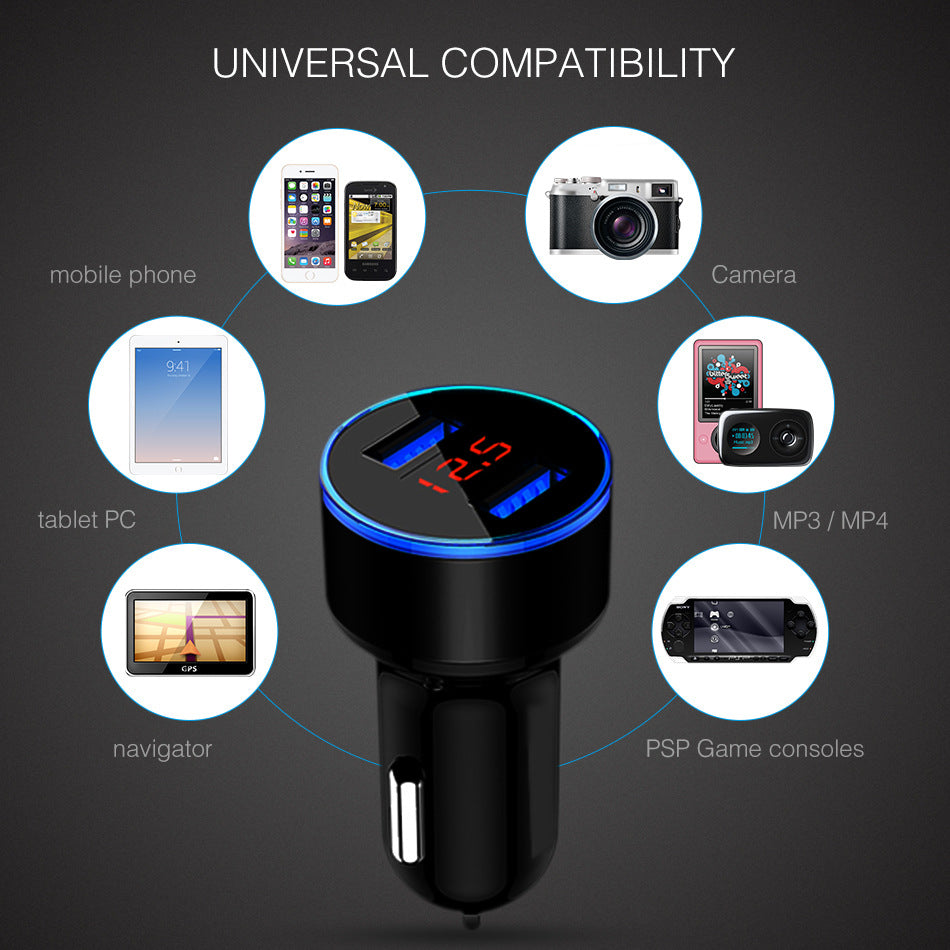 Fast Charging Universal Aluminum Dual USB Car Charger Adapter