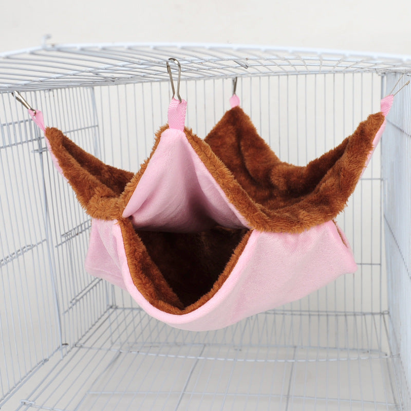 Pet Hammock Double Layer Warm Chinchilla Squirrel Hanging Nest